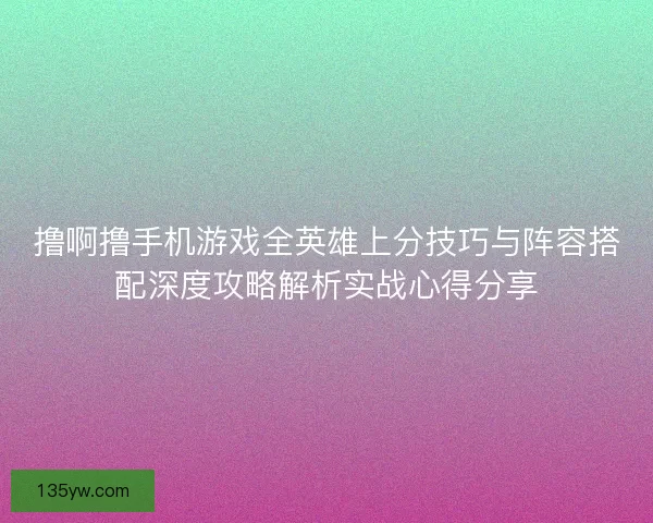 撸啊撸手机游戏全英雄上分技巧与阵容搭配深度攻略解析实战心得分享